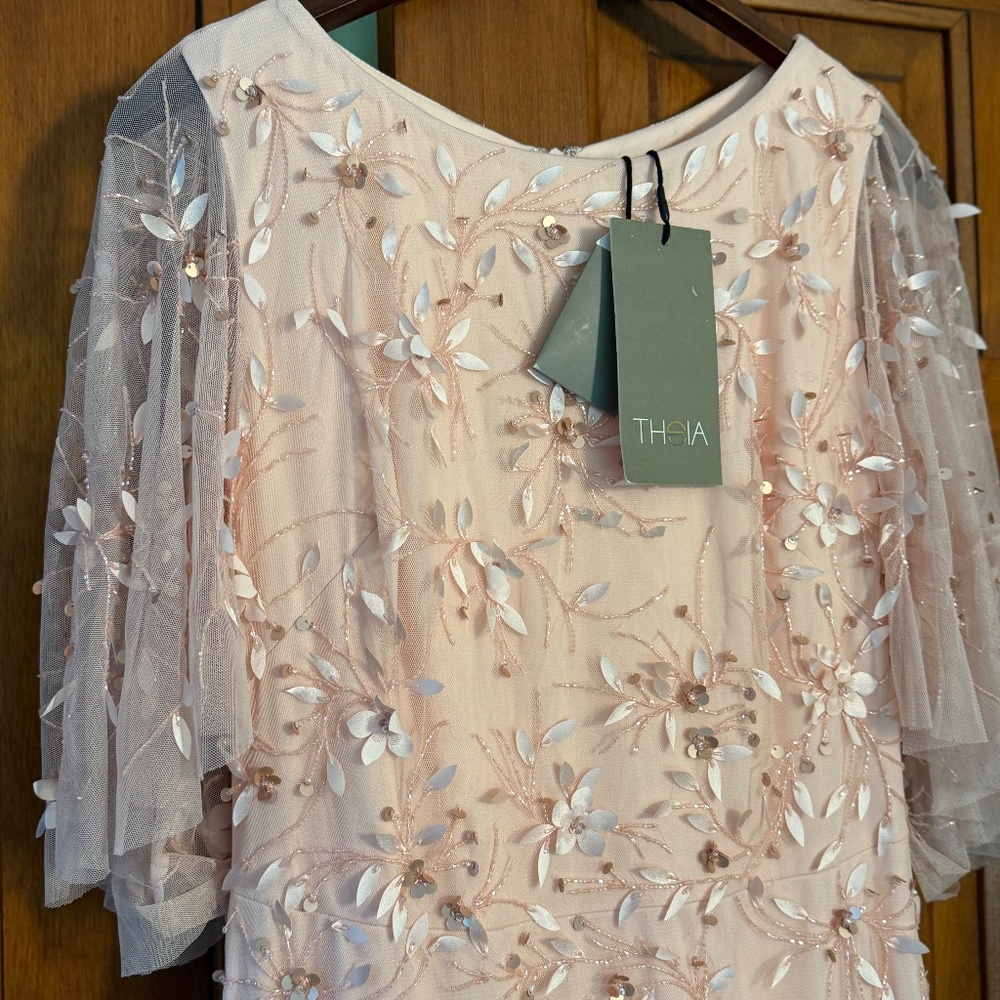 NWT Theia Romina Beaded Column Gown in Powder Blush size 10 - Picture 6 of 15